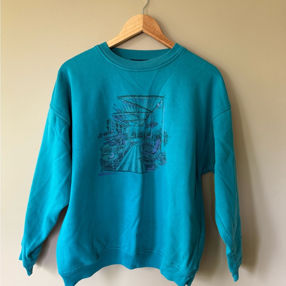 Vintage Teal Graphic Men's Sweater